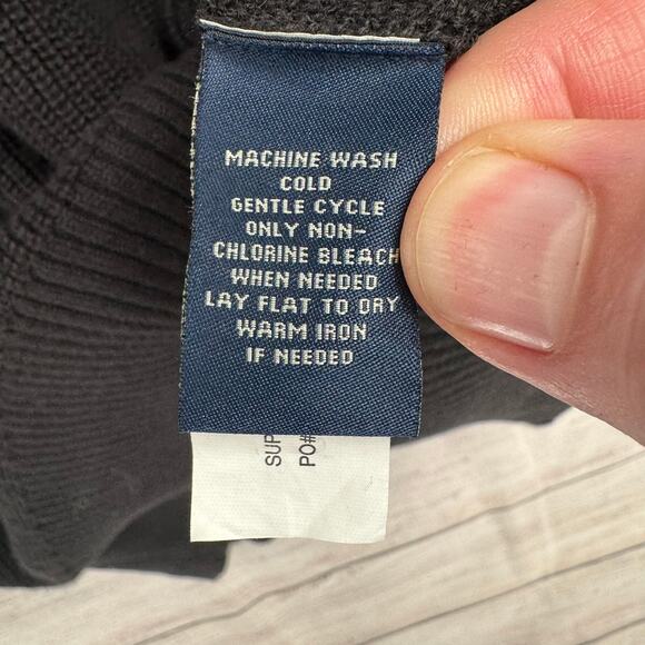 Polo Jeans Co Rib Knit 1/4 Zip Sweater Mens Large Black US Flag Ralph Lauren - Picture 6 of 8